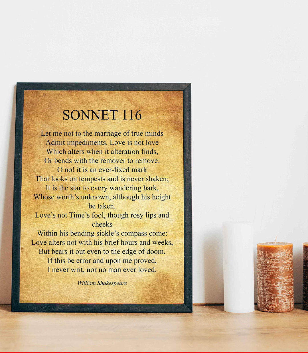 William Shakespeare-"Sonnet 116" Poetic Wall Art Sign -11 x 14" Inspirational Literary Wall Decor. Vintage Parchment Poetry Print-Ready to Frame. Perfect Wall Decor for Home-Office-Studio-Library!