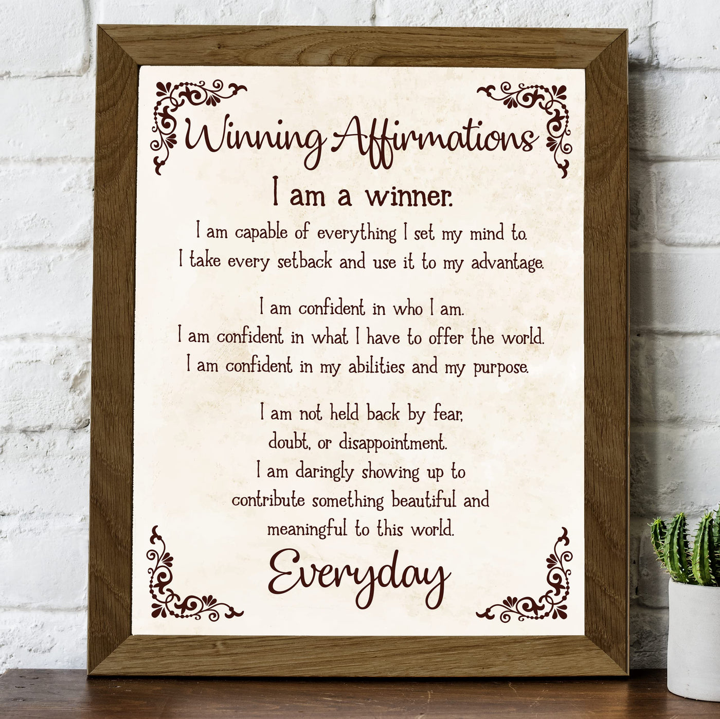 Winning Affirmations-8 x 10" Inspirational Poster Print. Motivational Wall Art-Ready to Frame. Ideal for Home D?cor-Office D?cor. Program Yourself to Win the Day!