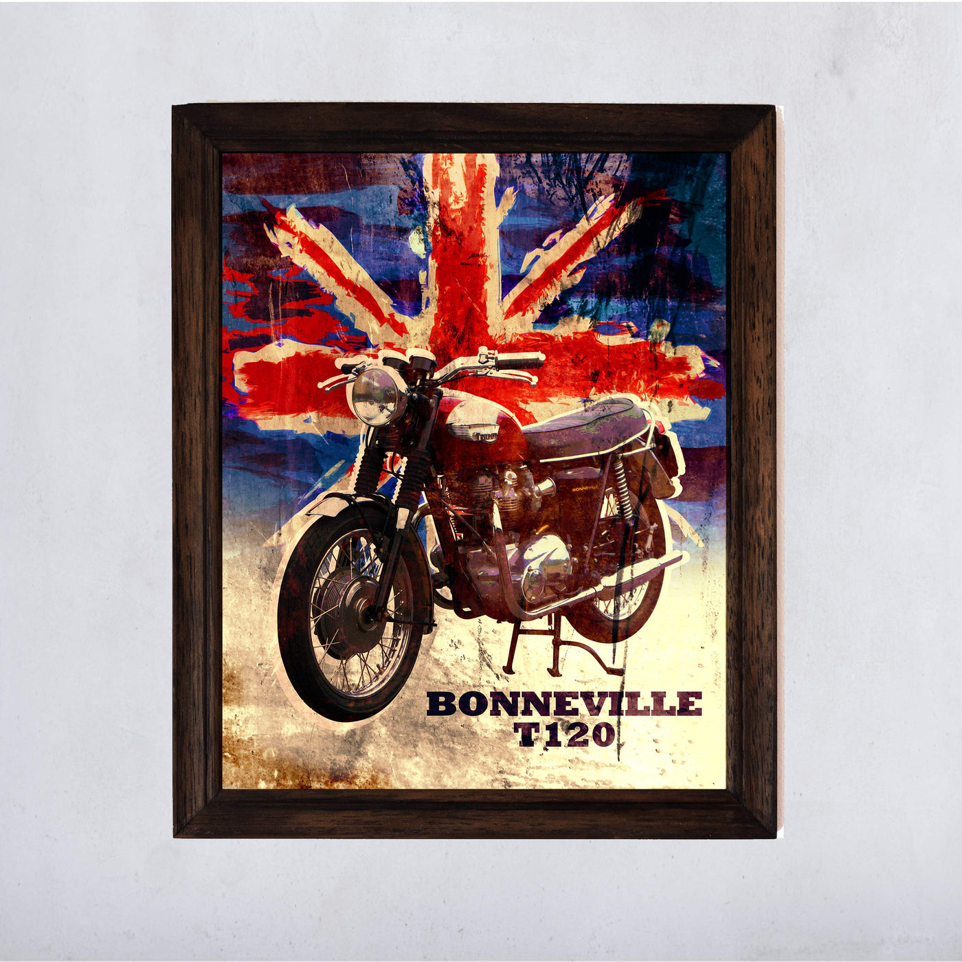 Triumph Bonneville T120 Motorcycle-Vintage Poster Print-11 x14" Retro Wall Decor-Ready to Frame. Home-Office-Bar-Cave Decor. Perfect Sign for the Garage-Shop. Great Motorcycle-Automotive Gift!