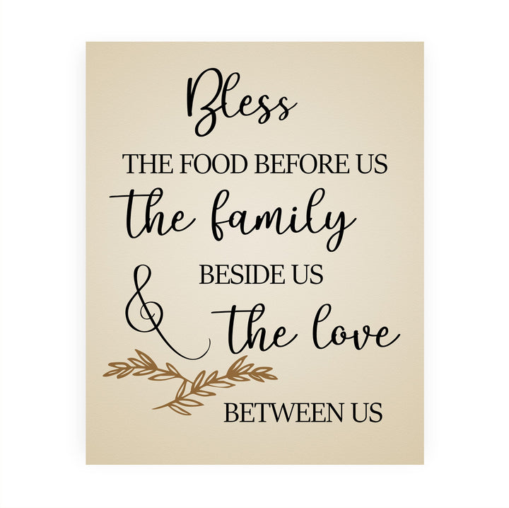Bless the Food Before Us-Family Beside Us Christian Prayer Wall Art -8 x 10" Rustic Kitchen Print-Ready to Frame. Inspirational Wall Decor w/Farmhouse Design. Perfect Home &amp; Dining Room Decor!