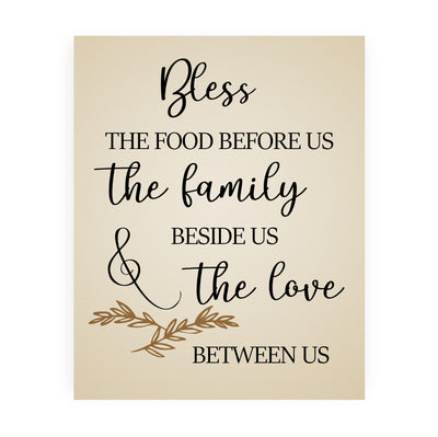 Bless the Food Before Us-Family Beside Us Christian Prayer Wall Art -8 x 10" Rustic Kitchen Print-Ready to Frame. Inspirational Wall Decor w/Farmhouse Design. Perfect Home & Dining Room Decor!