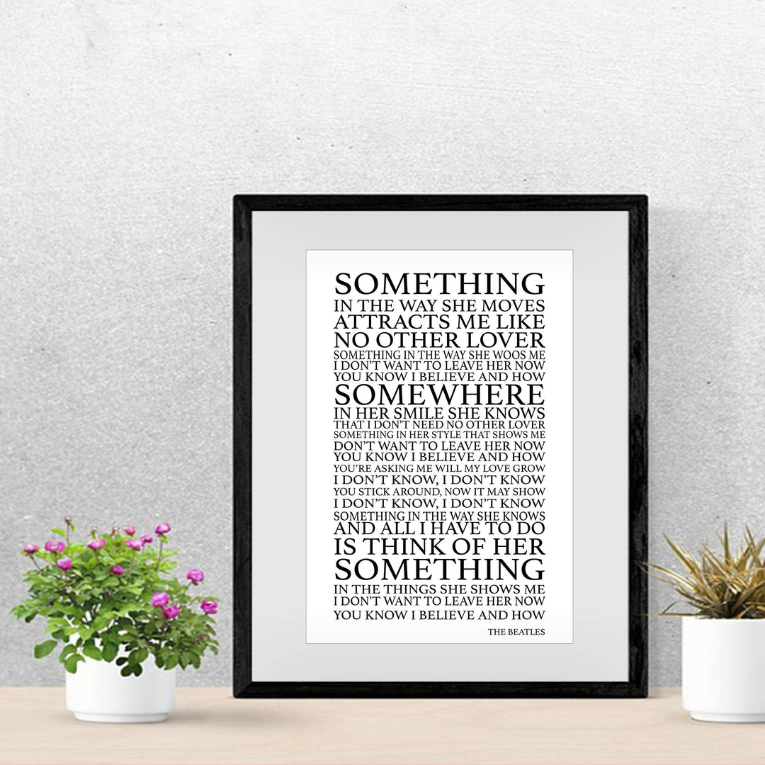 The Beatles Song Lyrics Wall Art-"Something In The Way She Moves" 11 x 14" Art Matted Print-Ready to Frame. Retro Home-Office-Cave D?cor. Perfect Love Song Gift for Beatles Fans &amp; Inspiration.