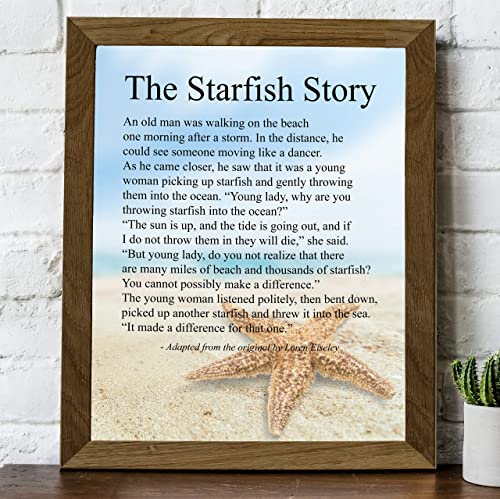 "The Starfish Story" Inspirational Beach Wall Art Sign -8 x 10"