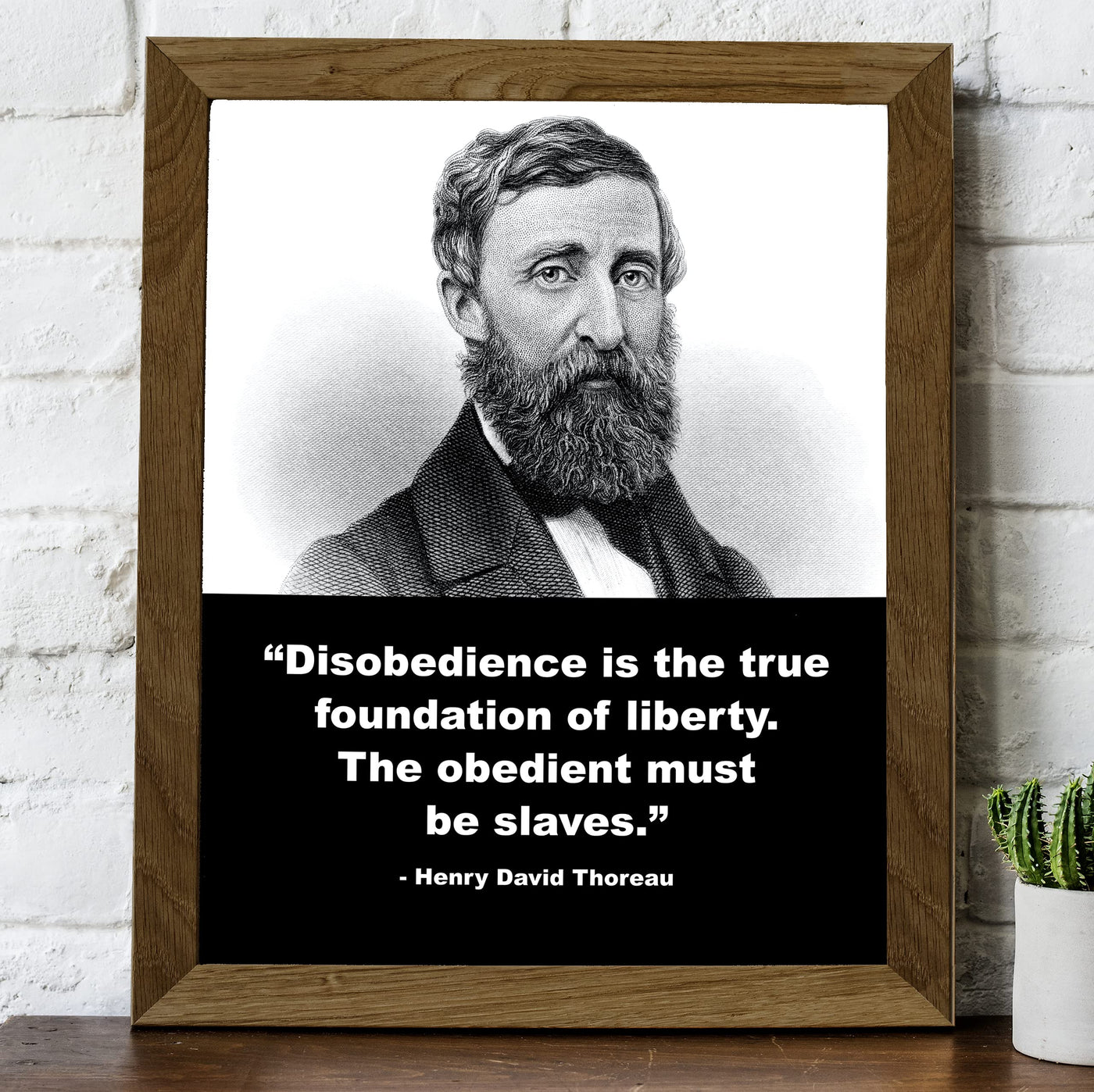 Henry David Thoreau-"Disobedience Is the True Foundation of Liberty" Inspirational Quotes Wall Art-8 x 10" Portrait Wall Print-Ready to Frame. Home-Office-School-Library Decor. Great Patriotic Gift!