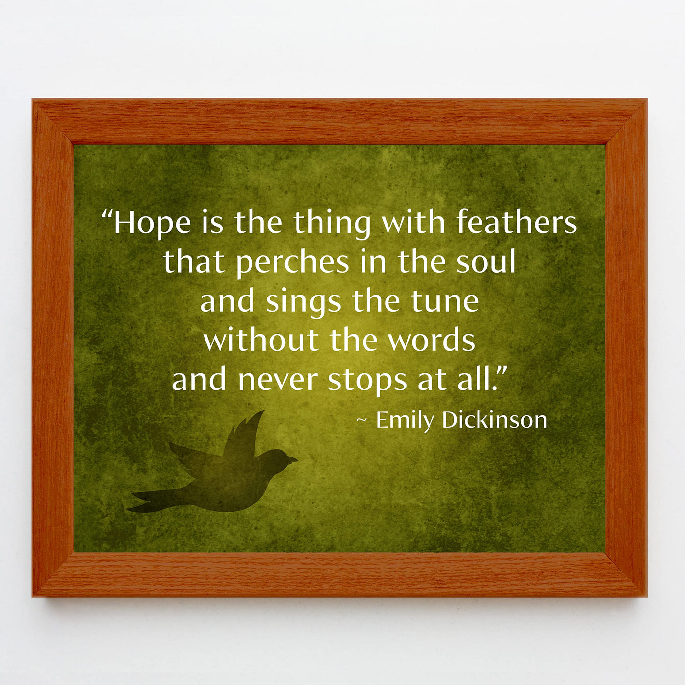 Hope Is the Thing With Feathers-Emily Dickinson Poetic Wall Art-10x8" Inspirational Poem Print w/Abstract Bird Image-Ready to Frame. Poetry Decor for Home-Office-Study-Library. Great Literary Gift!