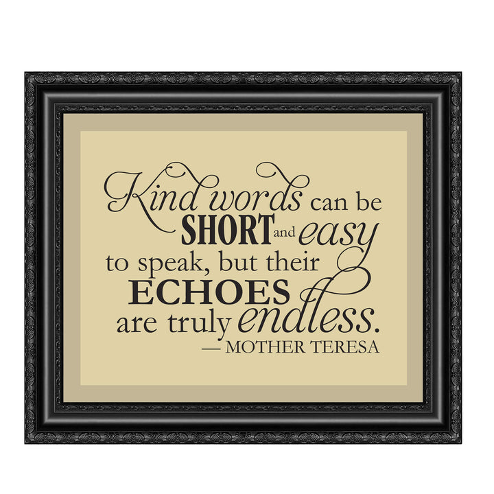 Mother Teresa Quotes-"Kind Words Are Truly Endless"- 10 x 8" Typographic Wall Art Print-Ready to Frame. Modern Home-Office-Studio Decor. Perfect Christian Gift of Inspiration. Kindness Matters!