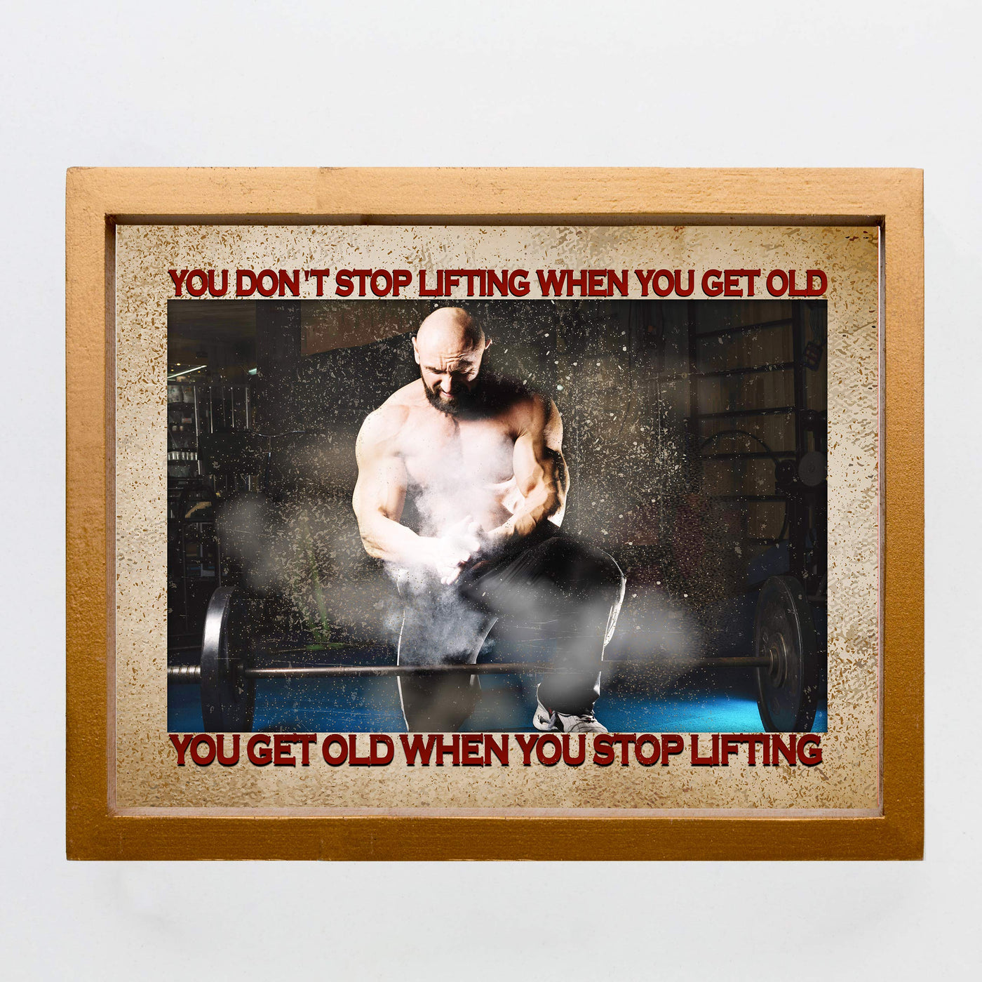 You Get Old When You Stop Lifting Motivational Quotes Exercise Wall Art -14x11" Inspirational Fitness Poster Print-Ready to Frame. Positive Decor for Home-Gym-Weight Room. Great Gift of Motivation!