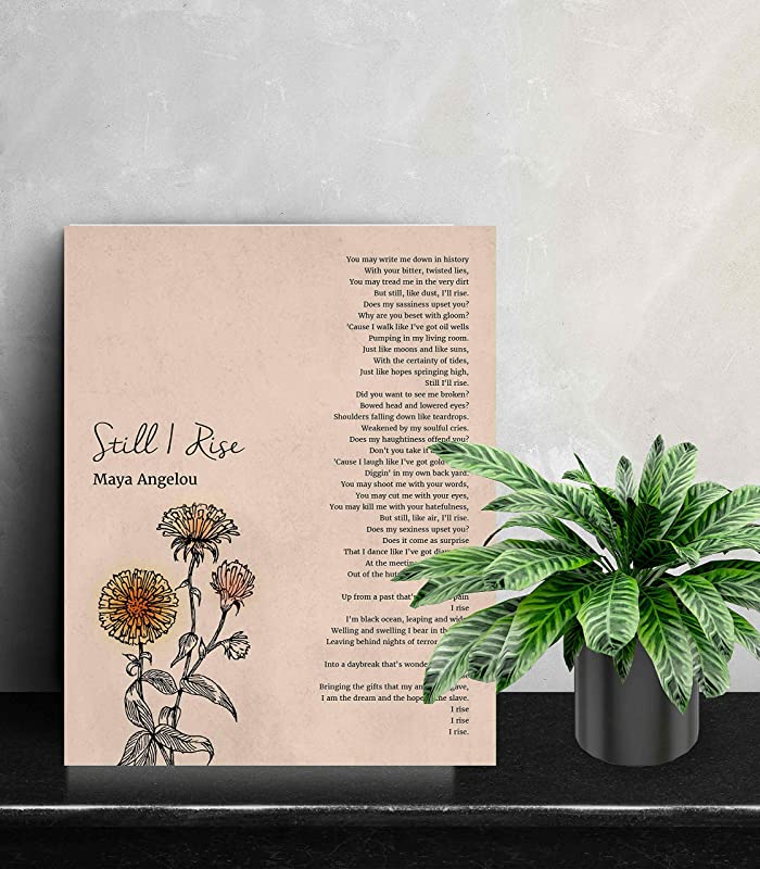 Maya Angelou-"Still I Rise"-Inspirational Poem Wall Art-11 x 14"