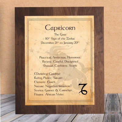 Capricorn-The Goat- Zodiac Sign Wall Art. 8 x 10" Print Wall Print-Ready to Frame. Constellation Design-Astrology Decor for Home-Office-Bedroom. Horoscope's Adjectives-Primary Elements. Great Gift!