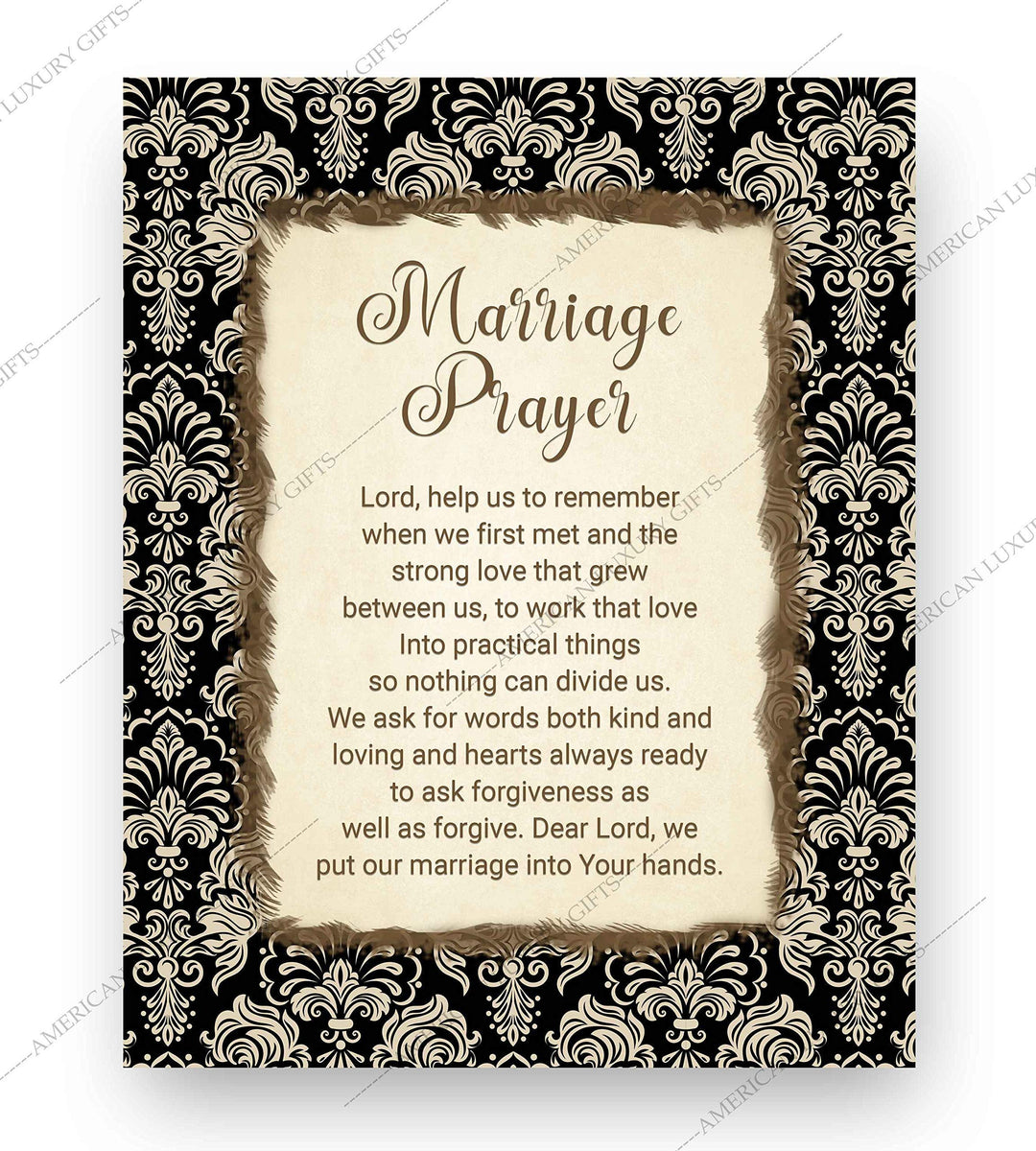 Marriage Prayer-Inspirational Christian Wall Art Decor -8 x 10" Rustic Typographic Print-Ready to Frame. Great Engagement-Bridal Shower-Wedding Gift. Perfect Advice for Newlyweds-Spouses-Partners!