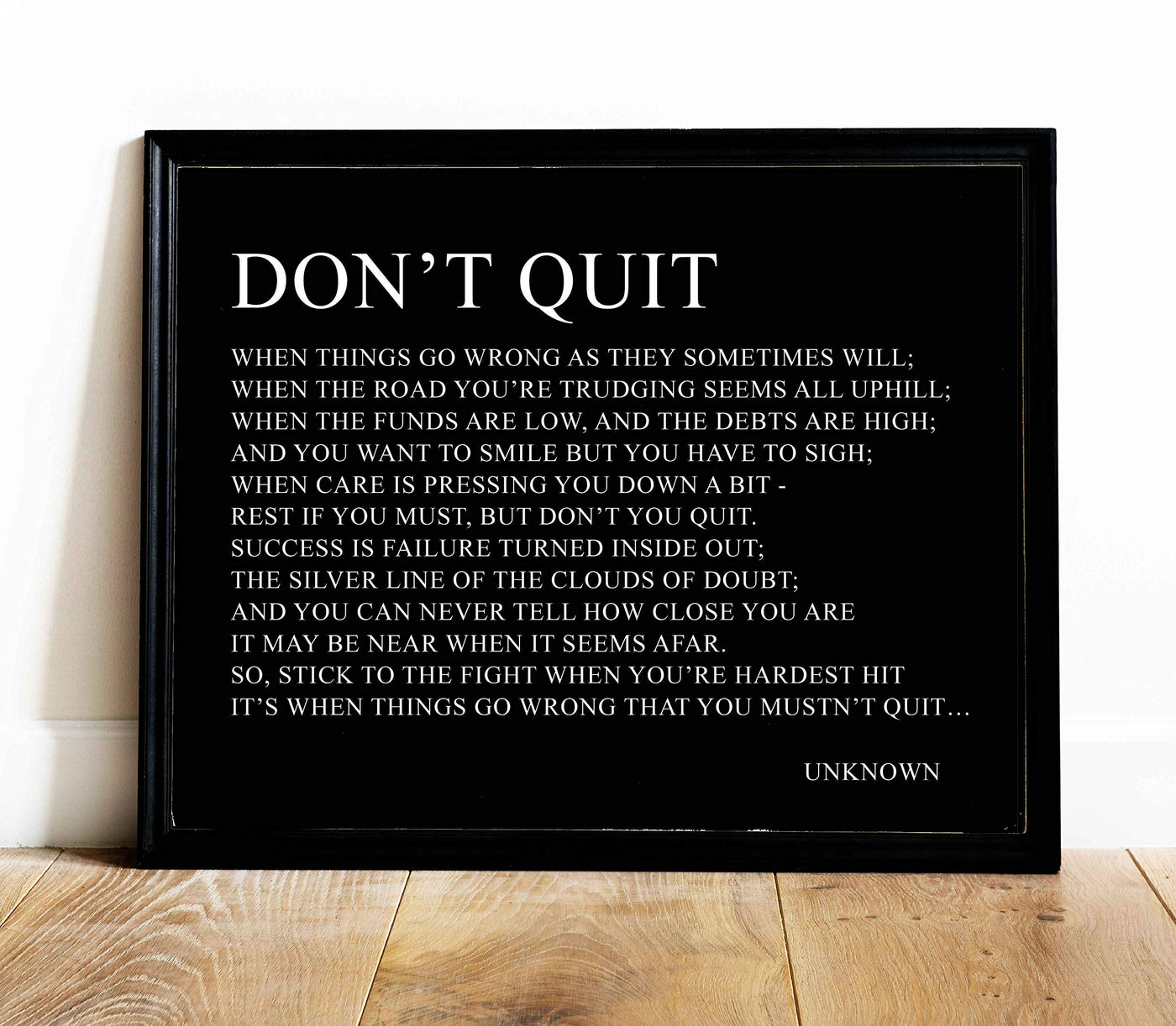 Don't Quit-Inspirational Poem Page Print-14 x 11" Poetic Wall Art Sign-Ready to Frame. Motivational Poster Print Perfect for Home-Office-Study-School Decor. Great Gift of Motivation for Poetry Fans!