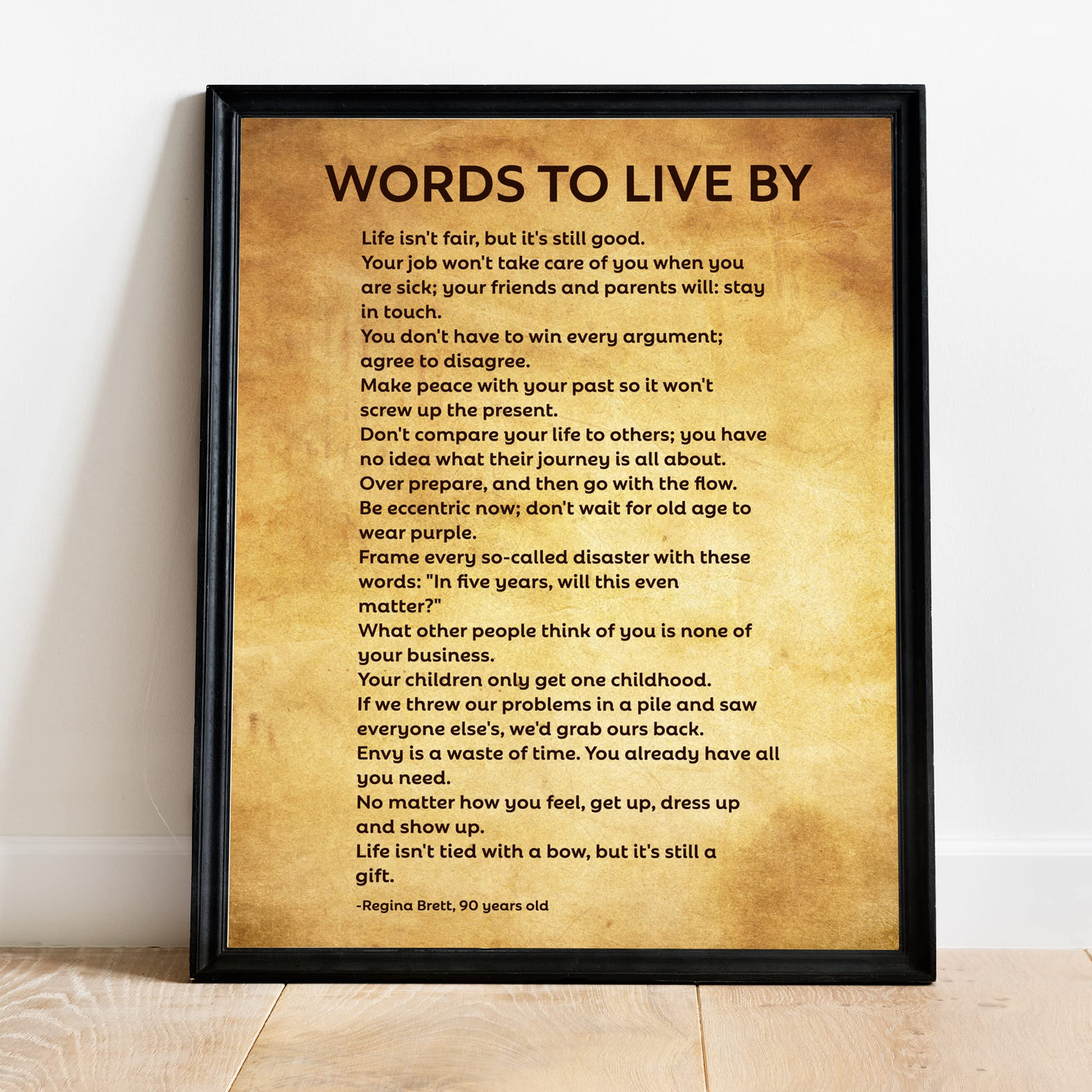 Words To Live By Motivational Quotes Wall Sign -11 x 14" Modern Inspirational Art Print -Ready to Frame. Great Sign for Home-Office-School Decor. Perfect Life Lessons for All!