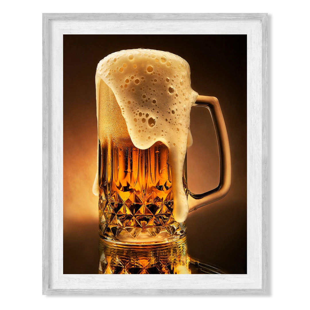 Ice Cold Beer In Stein Fun Bar Sign Decor -8 x 10"-Retro Beer Drinking Picture Print-Ready to Frame. Perfect Decoration for Home-Man Cave-Pub-Dorm-Restaurants. Great Gift for All Alcohol Drinkers!