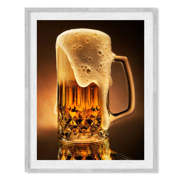 Ice Cold Beer In Stein Fun Bar Sign Decor -8 x 10"-Retro Beer Drinking Picture Print-Ready to Frame. Perfect Decoration for Home-Man Cave-Pub-Dorm-Restaurants. Great Gift for All Alcohol Drinkers!
