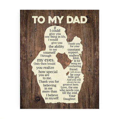 "To My Dad - Thank You"-Inspirational Father's Day Quotes Wall Art -8 x 10"