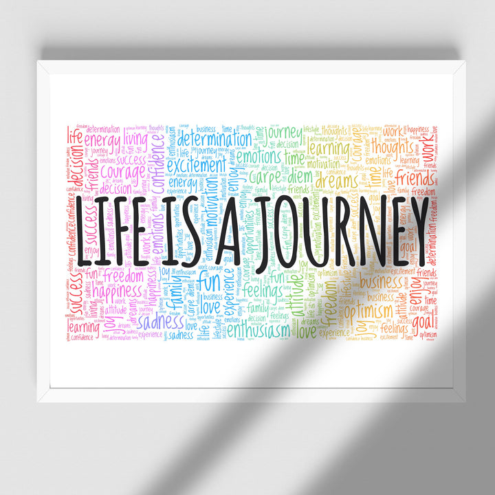 "Life Is A Journey" Inspirational Quotes Wall Decor -14 x 11" Motivational Word Art Print -Ready to Frame. Home-Office-Classroom-Work Decor. Encouraging Words for Motivation &amp; Inspiration!