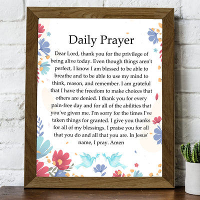 Daily Prayer-Christian Wall Art -8 x 10" Inspirational Scripture Print -Ready to Frame. Floral Design. Perfect Home-Office-Church-Sunday School Decor! Great Religious Gift of Faith & Inspiration!