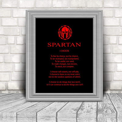 "Spartan Code Affirmations- I Choose."- Motivational Quotes Wall Art-8 x 10"