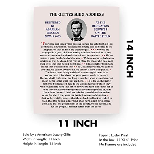 Abraham Lincoln-"The Gettysburg Address"-United States History Wall Art-11 x 14"