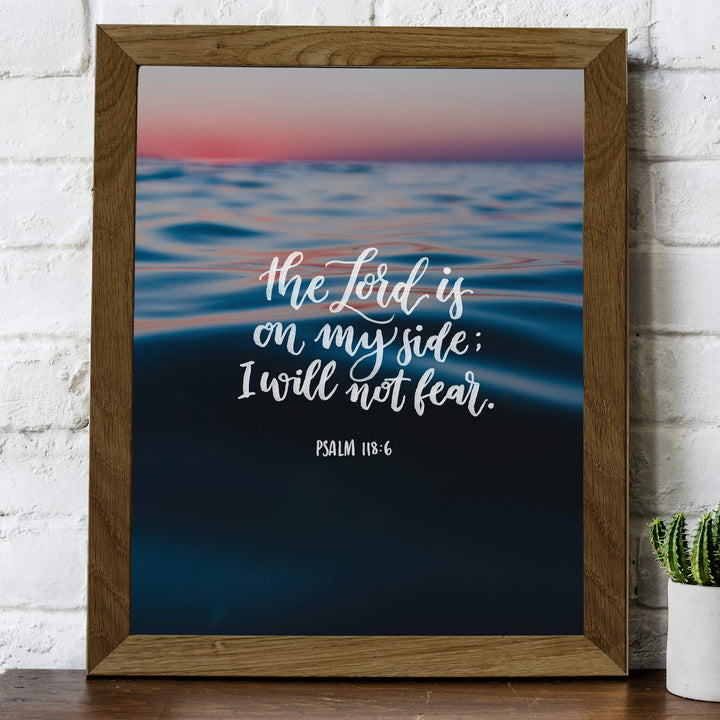 The Lord is On My Side-I Will Not Fear- Psalm 118:6-Bible Verse Wall Art-8x10" Modern Typographic Design. Scripture Wall Print-Ready to Frame. Home-Office-Church-School D?cor. Great Christian Gift!