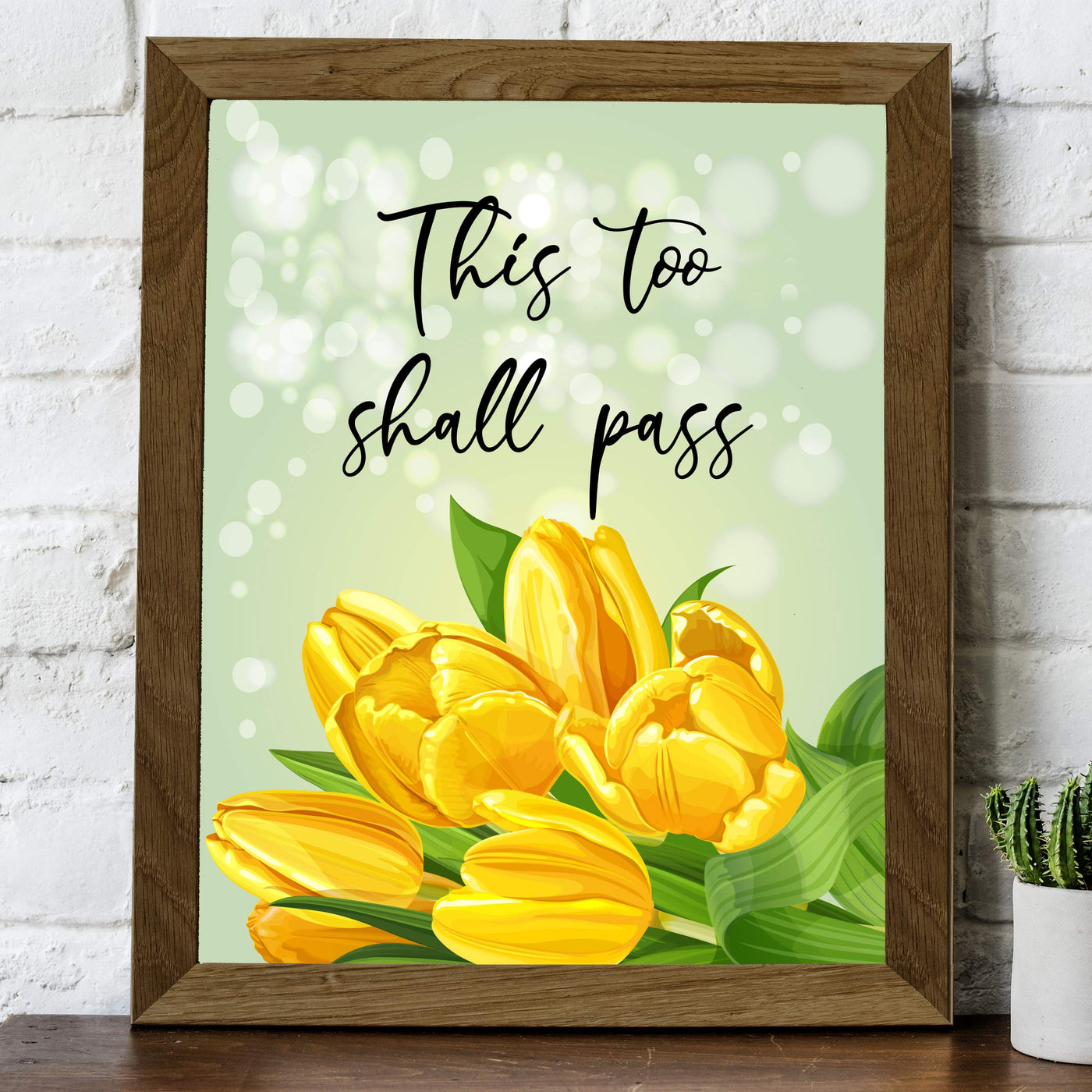 This Too Shall Pass Inspirational Quotes Wall Art -8 x 10" Floral Poster Print-Ready to Frame. Modern Typographic Design. Positive Home-Office-Church-Christian Decor. Great Motivational Gift!