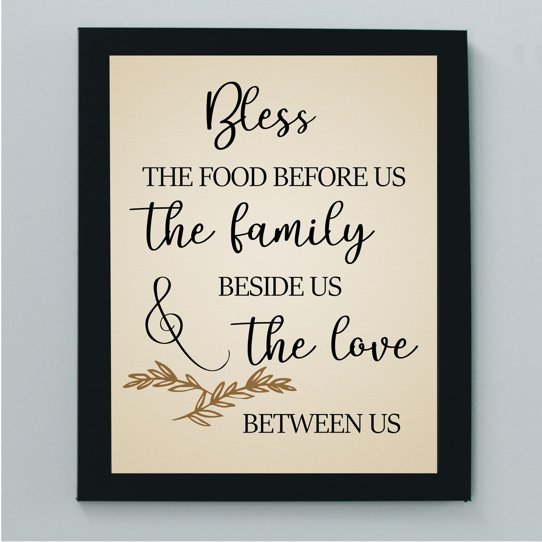 Bless the Food Before Us-Family Beside Us Christian Prayer Wall Art -8 x 10" Rustic Kitchen Print-Ready to Frame. Inspirational Wall Decor w/Farmhouse Design. Perfect Home &amp; Dining Room Decor!