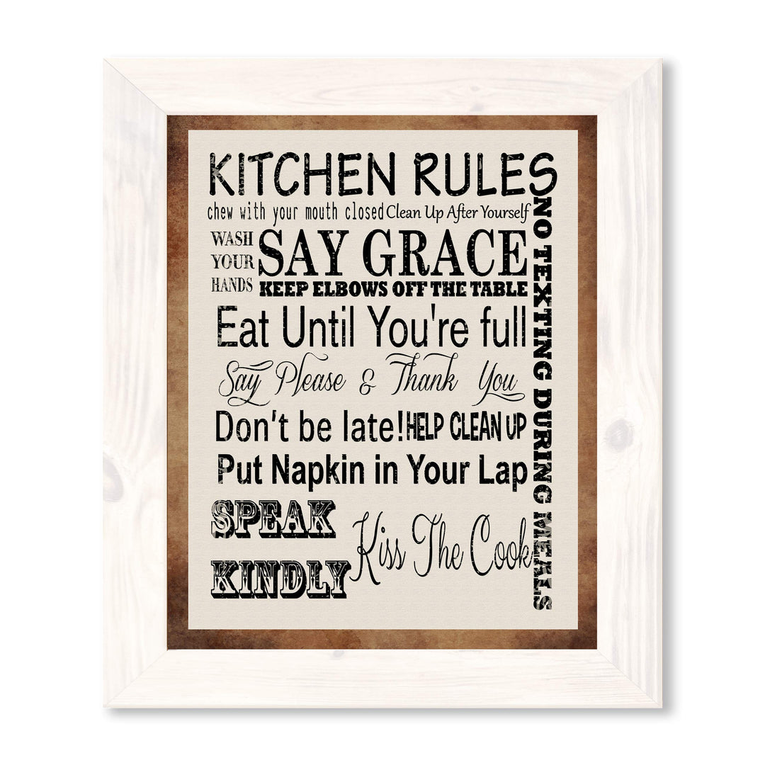 Kitchen Rules for Good Manners- Funny Kitchen Sign- 11 x 14" Humorous Typographic Wall Art Print-Ready to Frame. Perfect Home Decor &amp; Kitchen Decor. Fun Reminders to Inspire Good Table Manners!