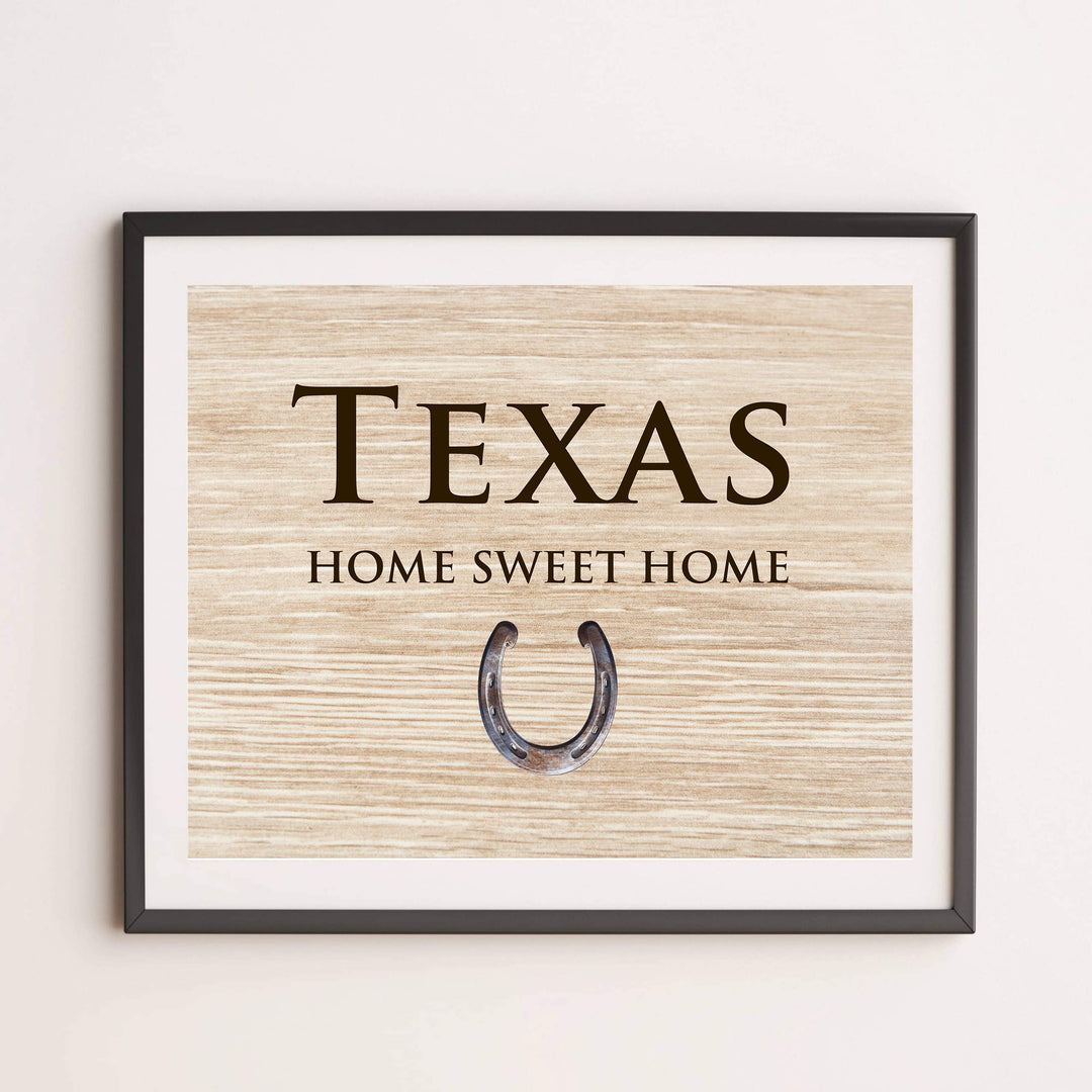 Texas-Home Sweet Home Lone Star State Wall Decor-10 x 8" Country Rustic Family Art Print-Ready to Frame. Western Home-Office-Welcome-Farmhouse Decor. Perfect Southern Gift! Printed on Photo Paper.