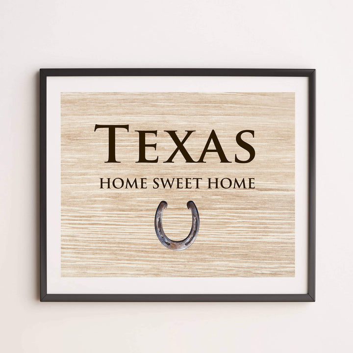 Texas-Home Sweet Home Lone Star State Wall Decor-10 x 8" Country Rustic Family Art Print-Ready to Frame. Western Home-Office-Welcome-Farmhouse Decor. Perfect Southern Gift! Printed on Photo Paper.
