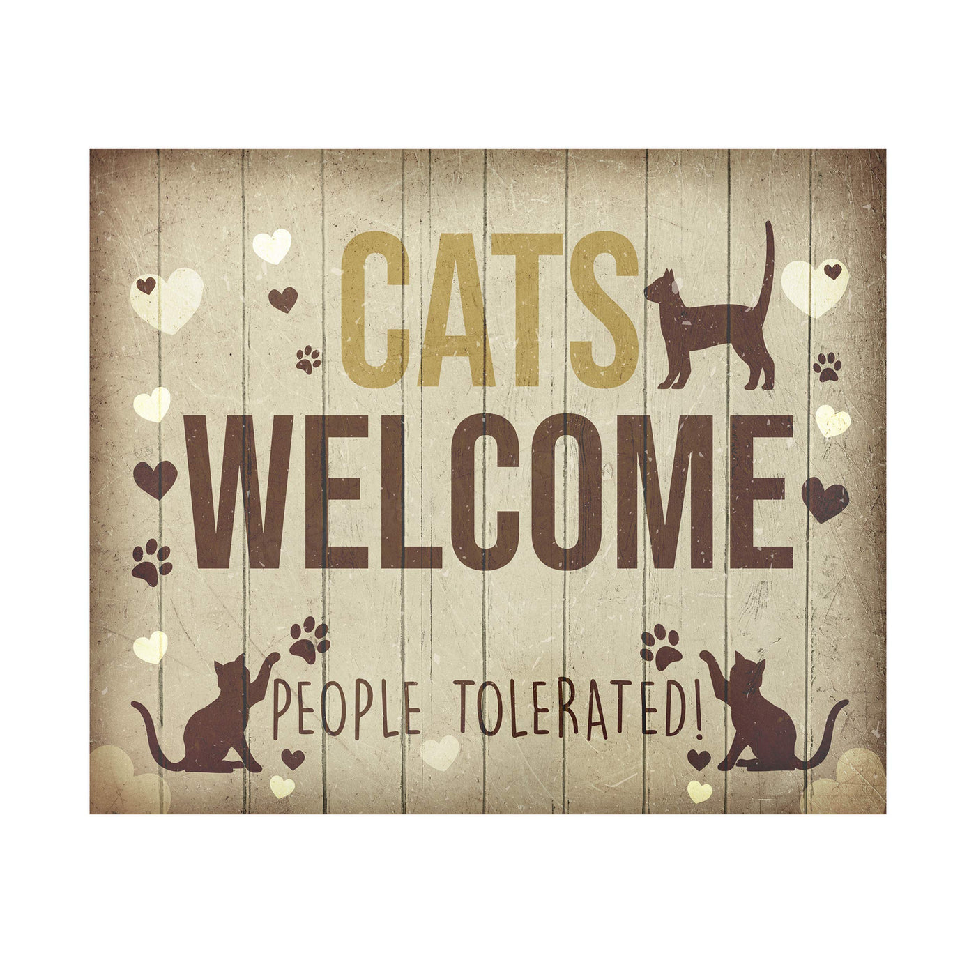 Cats Welcome-People Tolerated Funny Pet Wall Sign-10 x 8" Farmhouse Art Print w/Cat Images-Ready to Frame. Rustic Home-Entry-Patio-Office-Vet Clinic Decor. Great Gift! Printed on Photo Paper.