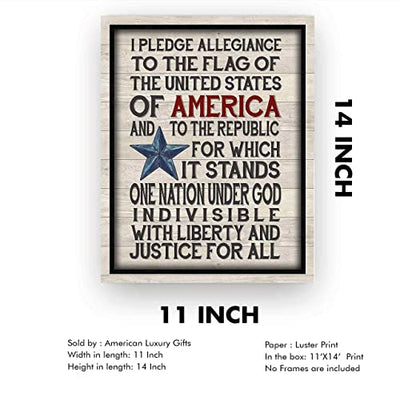 "I Pledge Allegiance to the Flag" -American Patriotic Wall Decor -11 x 14"