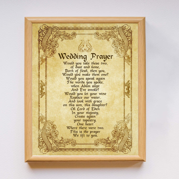 Wedding Prayer-Vintage-Poetic Wall Art -11 x 14" Love and Marriage Poem Print w/Distressed Parchment Design -Ready to Frame. Perfect for Spouse-Newlywed-Life Partners. Great Gift for New Couples!