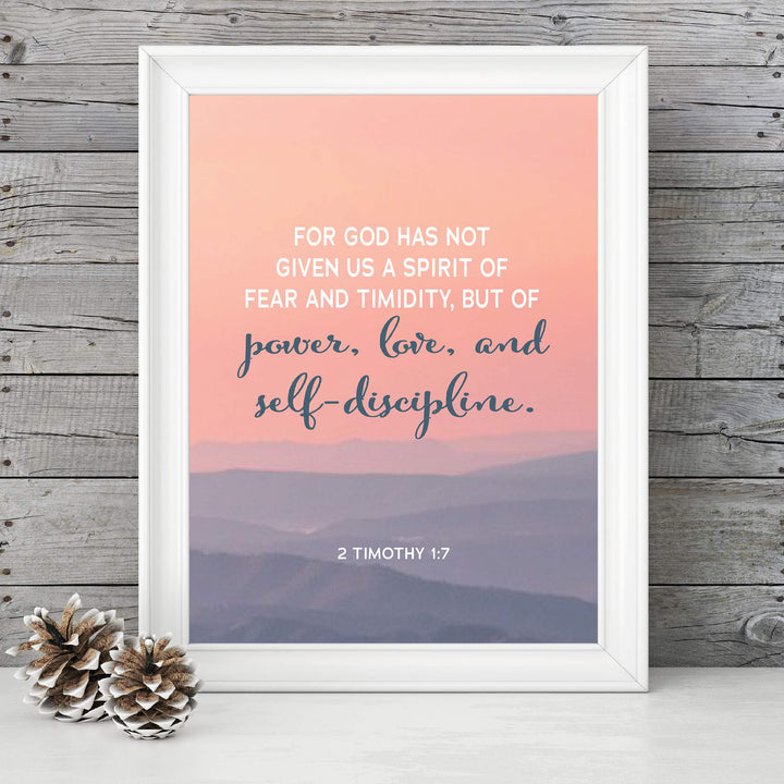 ?God Has Given Us a Spirit of Power-Love?- 2 Timothy 1:7- Bible Verse Wall Art- 8 x 10" Modern Typographic Design. Scripture Wall Print-Ready to Frame. Home-Office-Church D?cor. Great Christian Gift!