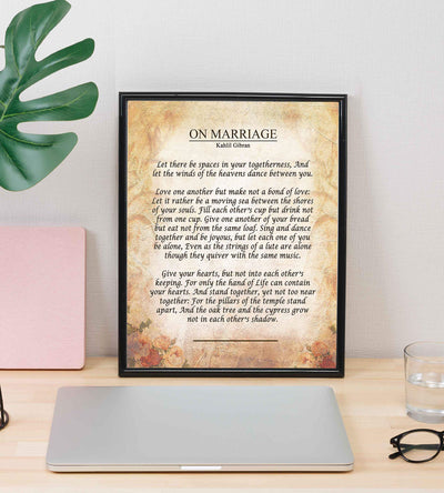 On Marriage-Kahlil Gibran Poster Print- 8 x 10"-Ready to Frame. Inspirational Wall Decor for Home-Office-Studio. Perfect Keepsake For Spouse-Life Partners-BFF. Great Engagement-Bridal-Wedding Gift.