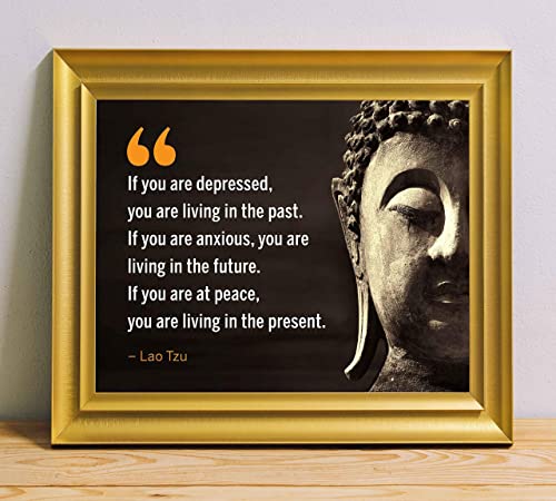 Lao Tzu Quotes-"If You Are at Peace-Living in the Present"- Inspirational Wall Art- 10 x 8"