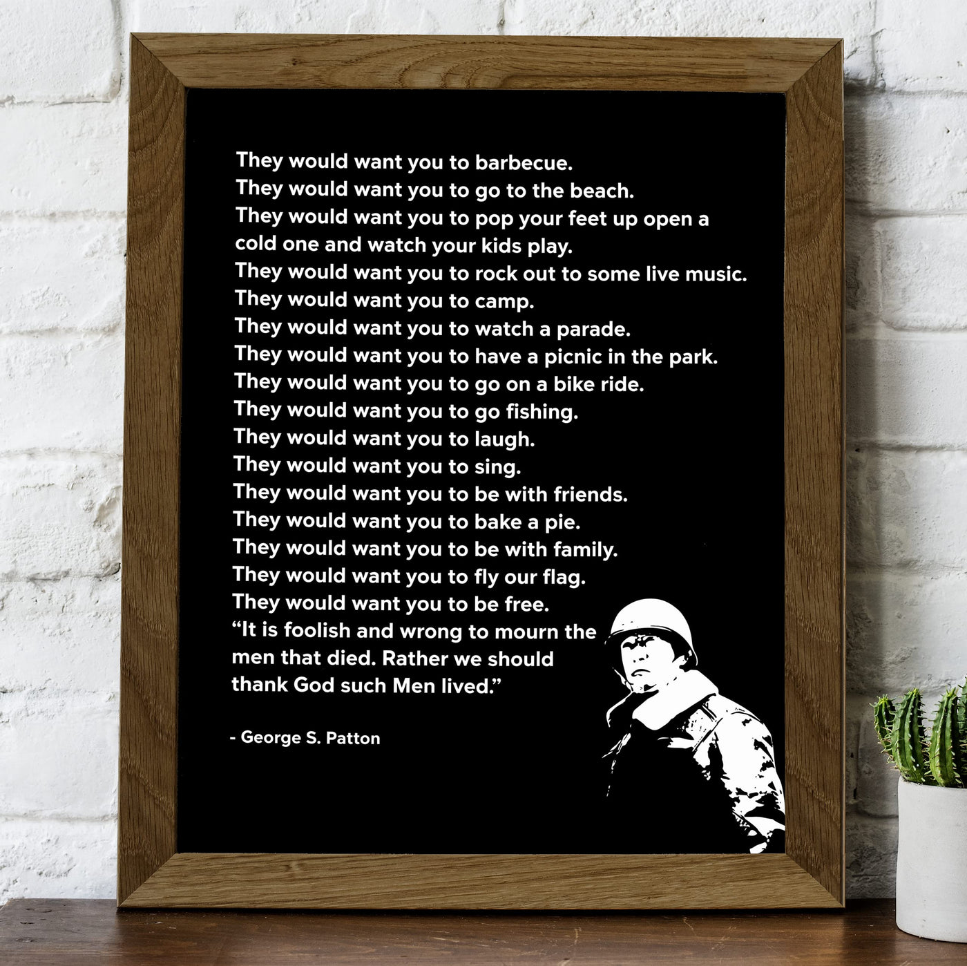 George S. Patton Quotes-"Thank God Such Men Lived"- Motivational Wall Art -8 x 10" American General Portrait Print -Ready to Frame. Home-Office-Military Decor. Perfect Inspirational - Patriotic Gift!