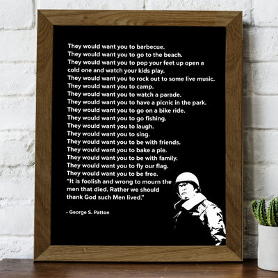 George S. Patton Quotes-"Thank God Such Men Lived"- Motivational Wall Art -8 x 10" American General Portrait Print -Ready to Frame. Home-Office-Military Decor. Perfect Inspirational - Patriotic Gift!