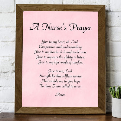 A Nurse's Prayer Inspirational Christian Wall Art -8 x 10" Modern Typographic Poster Print-Ready to Frame. Home-Office-Nursing School-Clinic Decor. Great Gift of Inspiration for All Nurses!