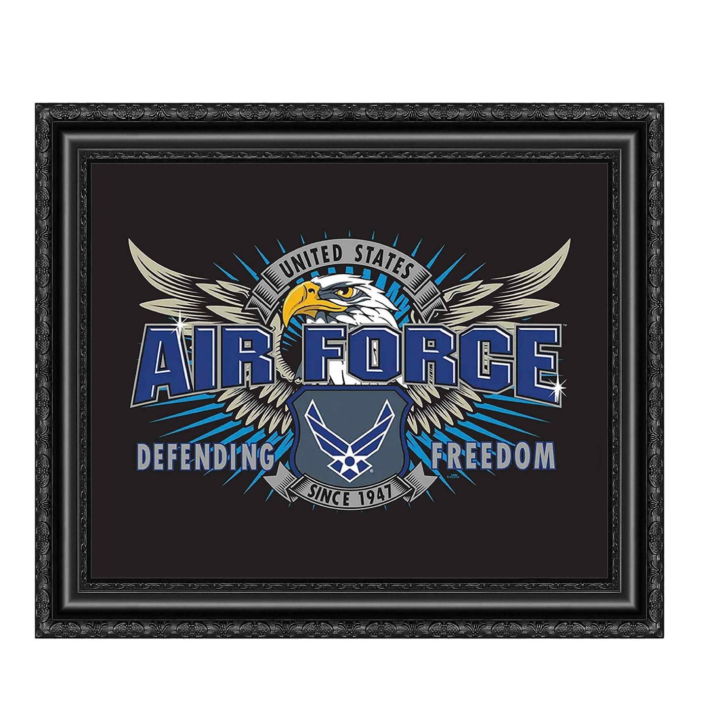 U.S. Air Force Emblem Poster Print- 10 x 8"- USAF Airmen's Wall Art Prints-Ready To Frame."Defending Freedom Since 1947". Home-Office-Garage-Military Decor. Great Gift to Show Air Force Pride!