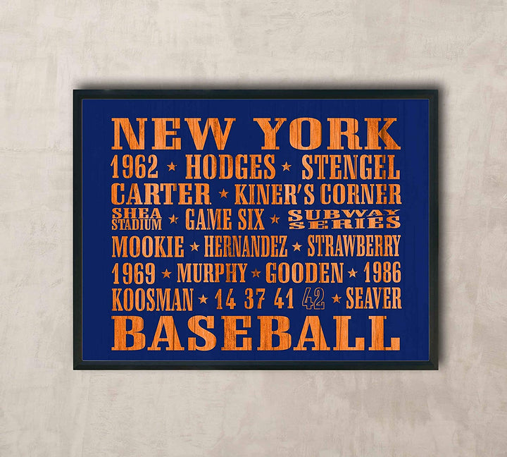 "Baseball-New York Mets"-Retro Sports Wall Art Decor- 10 x 8"