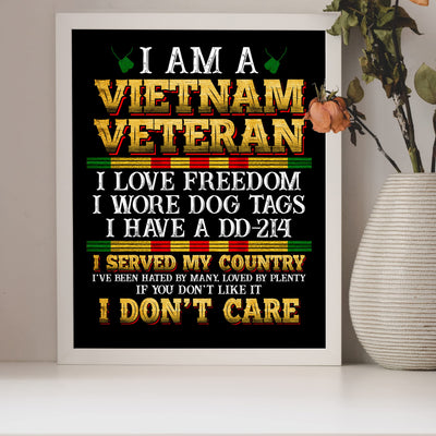 I'm a Vietnam Vet -Love Freedom American Veteran Wall Art -8 x 10" Patriotic Vietnam War Memorial Print -Ready to Frame. Perfect Home-Office-Garage-Bar Decor. Great Gift for Military-Veterans!