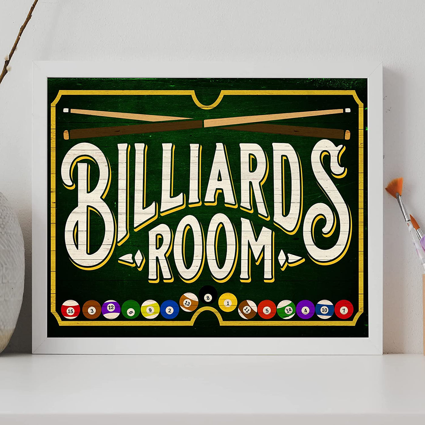 "Billiards Room" -Vintage Pool Room Sign - 14 x 11"