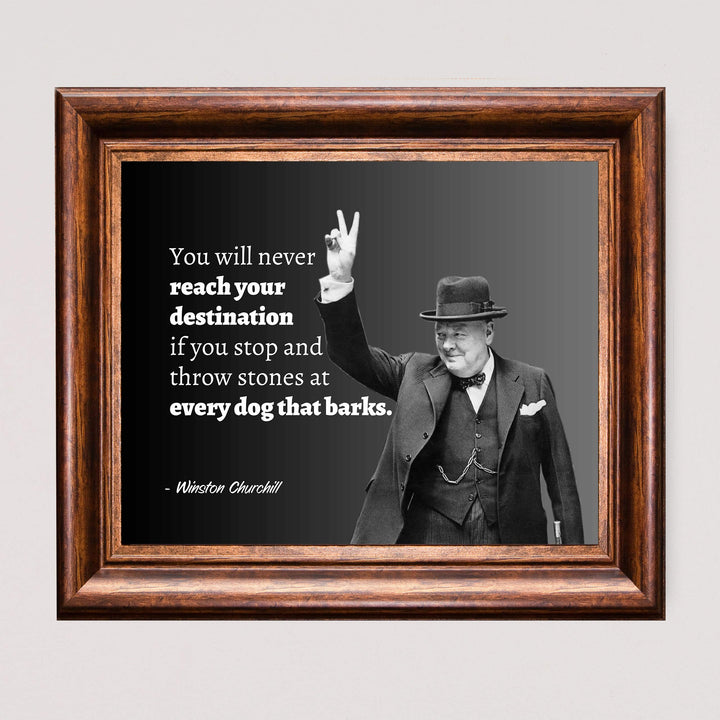 Winston Churchill Quotes- Wall Art-"You Will Never Reach Your Destination"- 10 x 8" Wall Print- Ready to Frame. Retro Home-Office-Library D?cor. Perfect Gift for Motivation &amp; Inspiration.