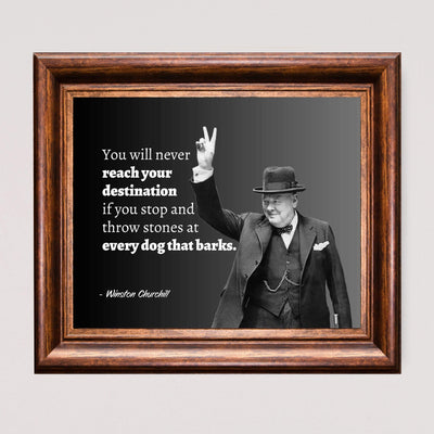 Winston Churchill Quotes- Wall Art-"You Will Never Reach Your Destination"- 10 x 8" Wall Print- Ready to Frame. Retro Home-Office-Library D?cor. Perfect Gift for Motivation & Inspiration.