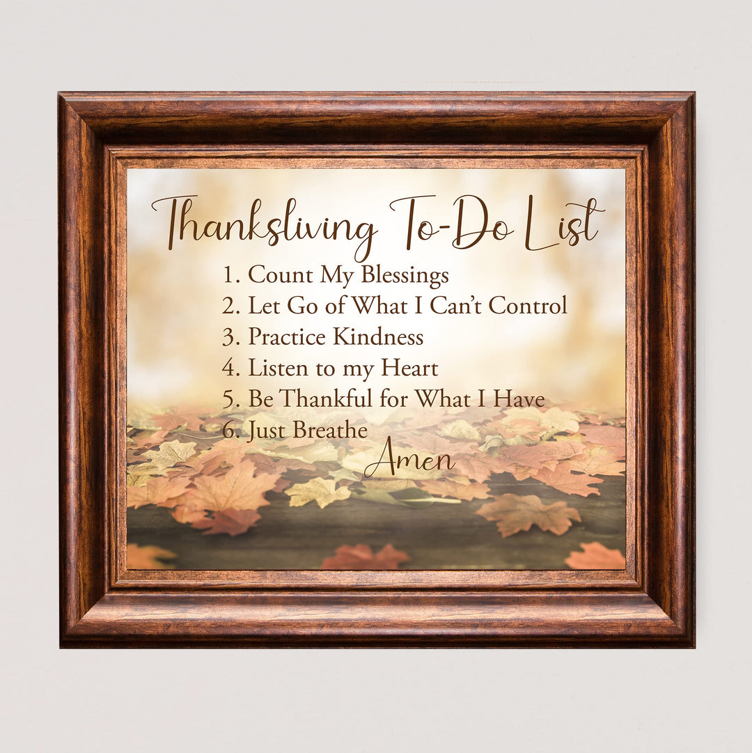 Thanksliving To-do List- Inspirational Fall Decor Wall Art- 10 x 8" Thanksgiving Holiday Themed Print -Ready to Frame. Festive Autumn Foliage Photo Print for Home-Kitchen-Office-Farmhouse Decor!