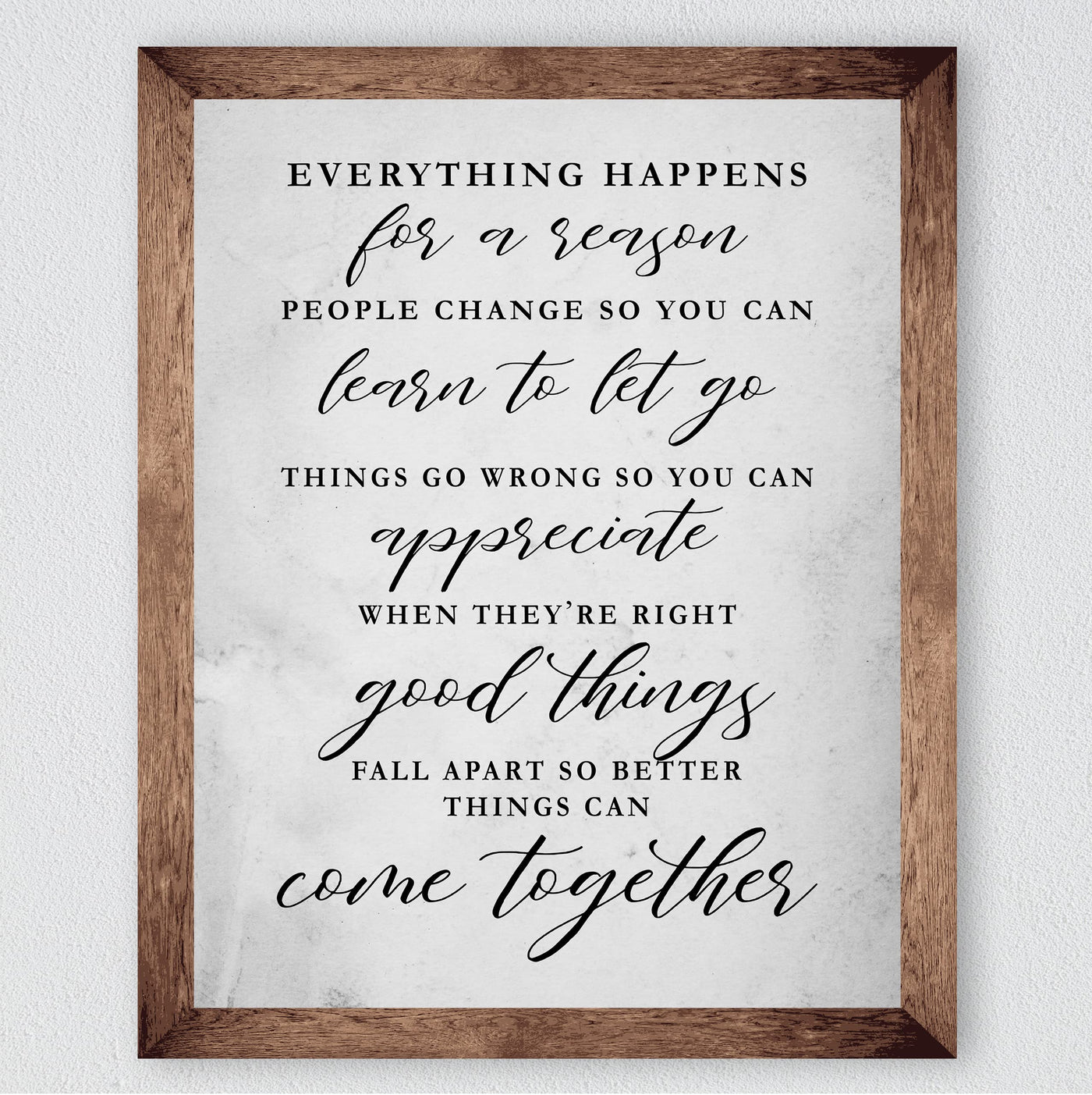 "Everything Happens For a Reason" Inspirational Quotes Wall Decor -8x10" Motivational Art Print-Ready to Frame. Modern Farmhouse Decoration for Home-Office-Classroom Sign. Great Gift!