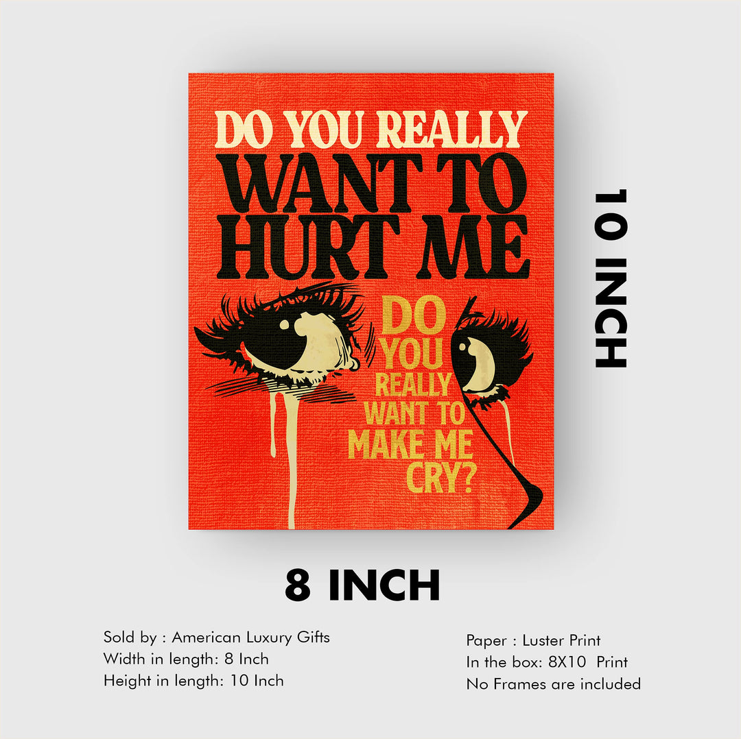 Do You Really Want To Hurt Me-Song Lyrics Wall Art -8 x 10" Typographic Word Art Print-Ready to Frame. Retro Home-Office-Studio Decor. Perfect Gift for Culture Club Band &amp; All Pop-Rock Music Fans!