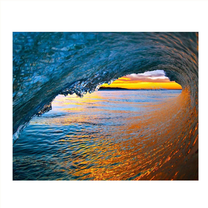 Sunset Wonder Wave - Inside the Pipe - 8 x 10 Print Wall Art - Ready to Frame. Modern Home D?cor, Office D?cor &amp; Wall Prints for Beach- Surfing Themed Wall Decor. Makes a Perfect Gift for Ocean Lovers