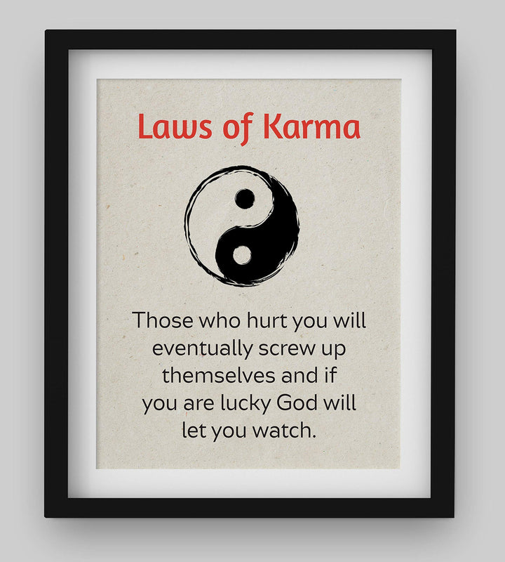 Laws of Karma Spiritual Quotes Wall Art- 8 x 10" Modern Inspirational Wall Print with Yin Yang Sign-Ready to Frame. Home-Studio-Office D?cor. Great Reminders on Karma. Makes a Perfect Zen Gift!