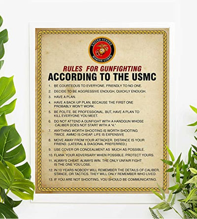 "Rules for Gunfighting According to the USMC"-U.S. Marine Corps Wall Art- 8 x 10"